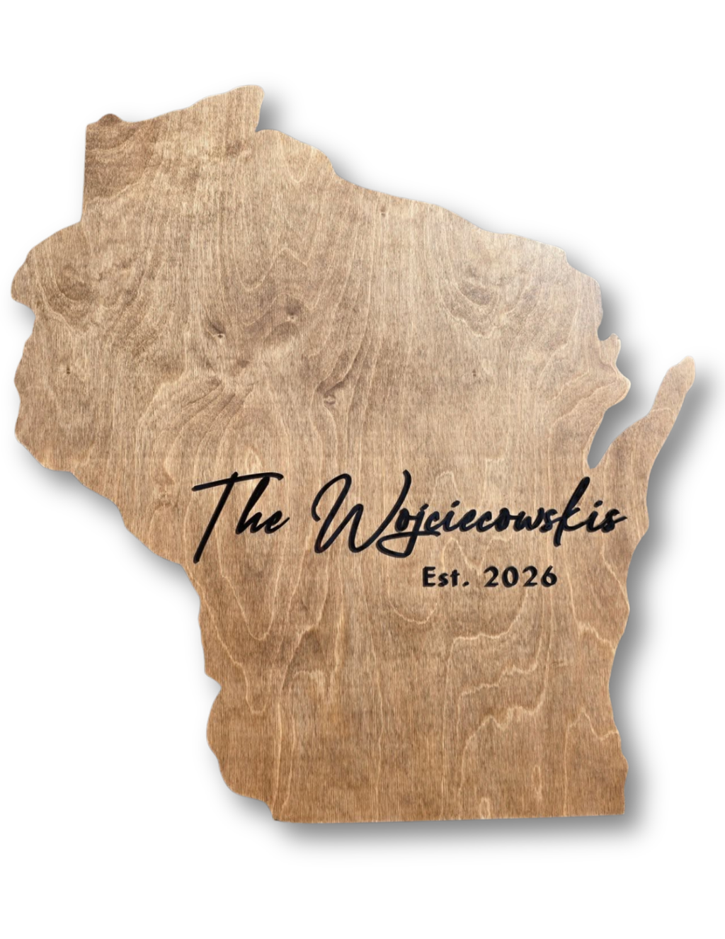 Wooden cutout of a state shape