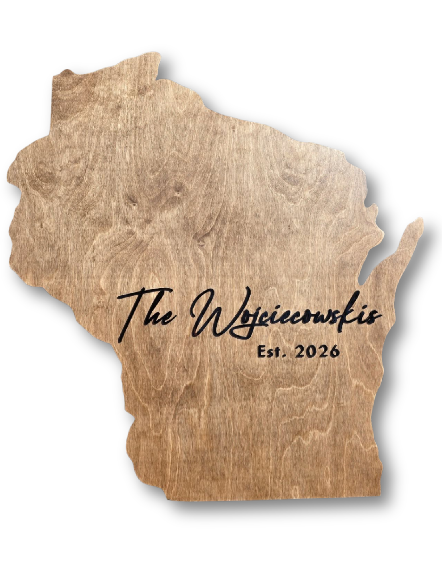 Wooden cutout of a state shape