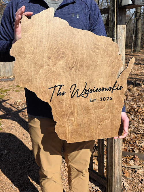 Wisconsin State Wedding Guest Book | Custom Wooden Guest Book Alternative | Rustic Wedding Sign Guest Book | Wisconsin Shape Wedding Keepsake