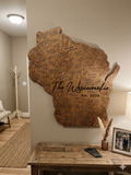 Wisconsin State Wedding Guest Book | Custom Wooden Guest Book Alternative | Rustic Wedding Sign Guest Book | Wisconsin Shape Wedding Keepsake