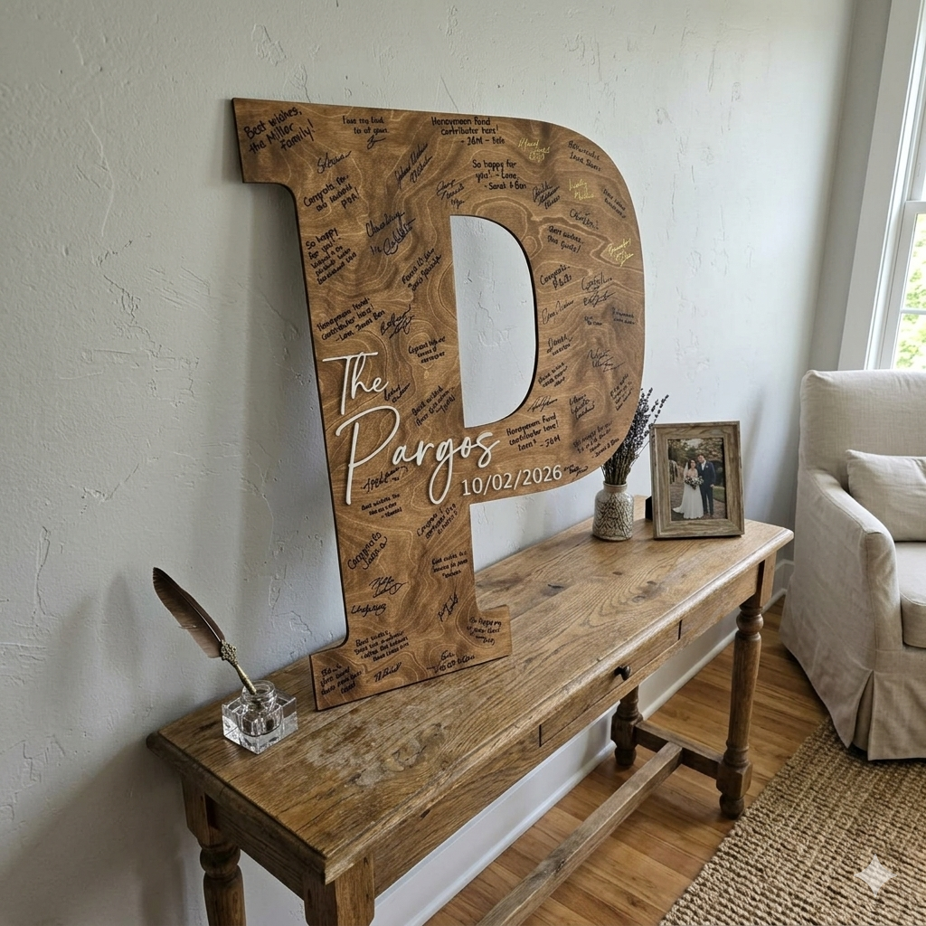 Letter-Personalized Wedding Guest Book Alternative Sign